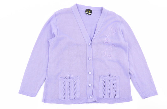 Womens UK Size M Florida Purple Cardigan Jumper