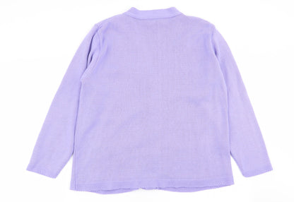 Womens UK Size M Florida Purple Cardigan Jumper