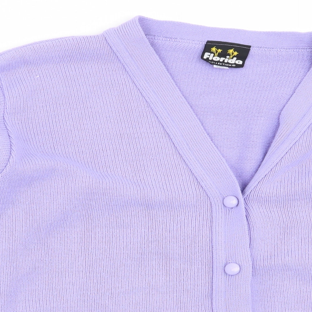 Womens UK Size M Florida Purple Cardigan Jumper