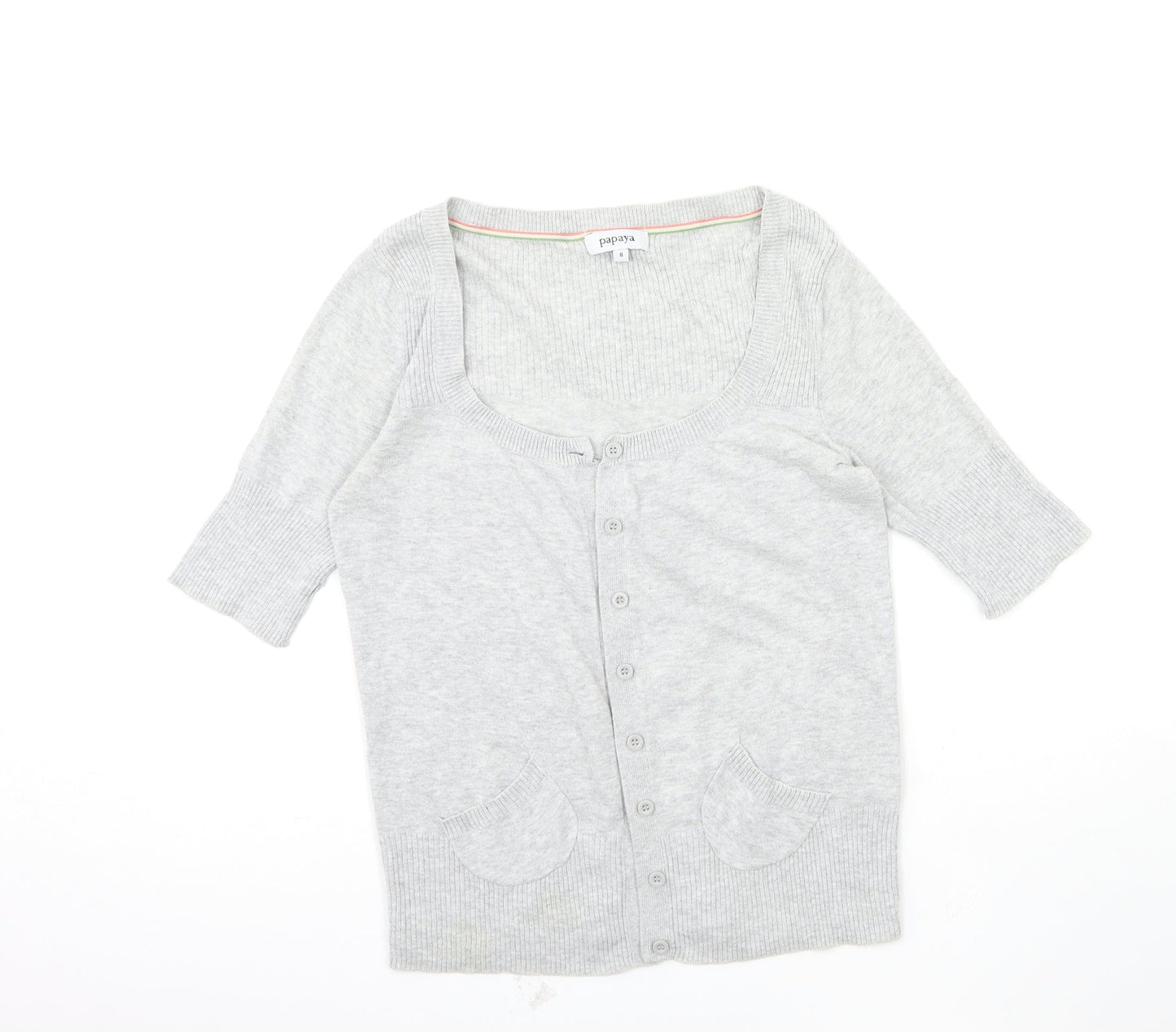 Womens UK Size 8 Papaya Grey Cardigan Jumper