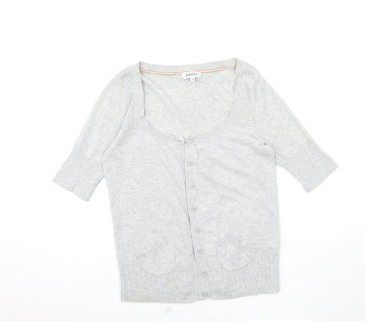 Womens UK Size 8 Papaya Grey Cardigan Jumper