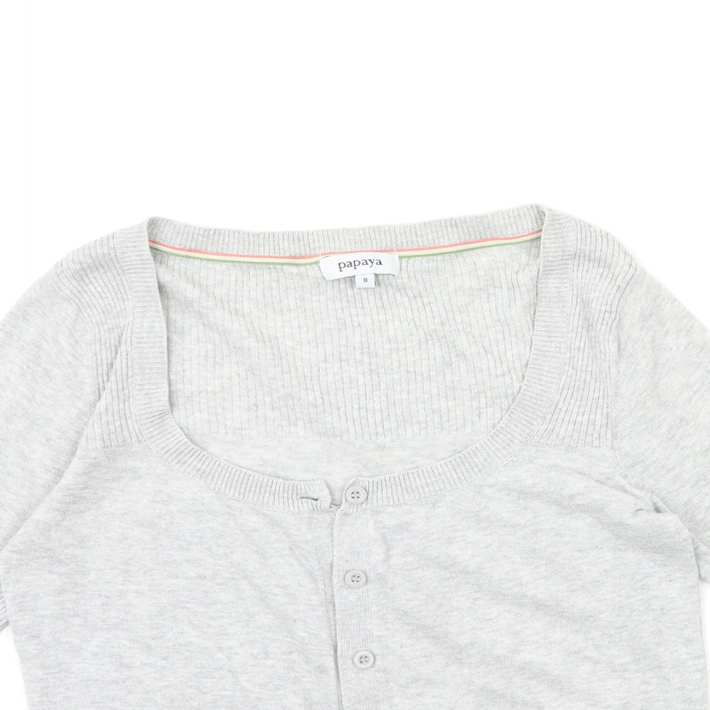 Womens UK Size 8 Papaya Grey Cardigan Jumper