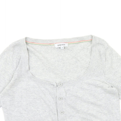 Womens UK Size 8 Papaya Grey Cardigan Jumper