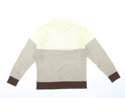 Back view of Damart women’s beige striped knit jumper, size UK 10