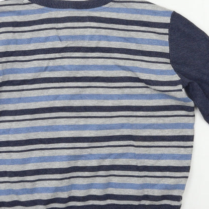 Matalan Boys Blue Striped Knit Pullover Jumper Size 9 Years
