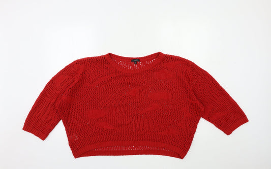 Womens UK Size 16 Papaya Red Pullover Jumper