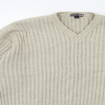 George Mens Beige  Knit Pullover Jumper Size L