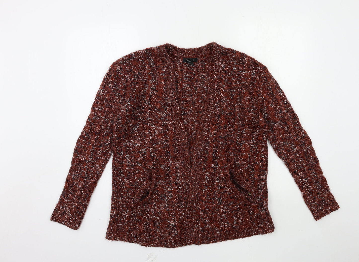 FOREVER 21 Womens Red  Knit Cardigan Jumper Size M