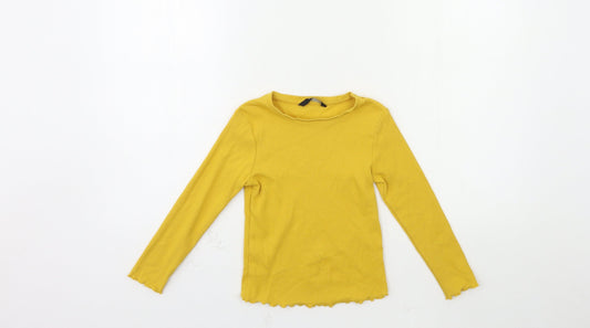 George Girls Yellow   Basic T-Shirt Size 5-6 Years