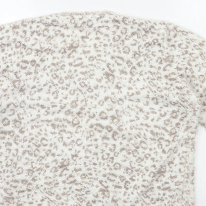 david emanuel Womens White Animal Print Knit Pullover Jumper Size M