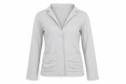 Front view of Uniqlo women’s grey cardigan jumper, size XS