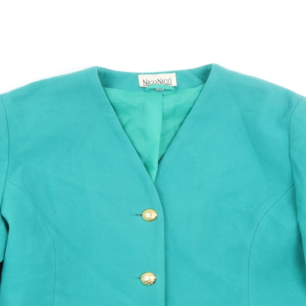 Nico Nico Womens Green   Overcoat Coat Size 14