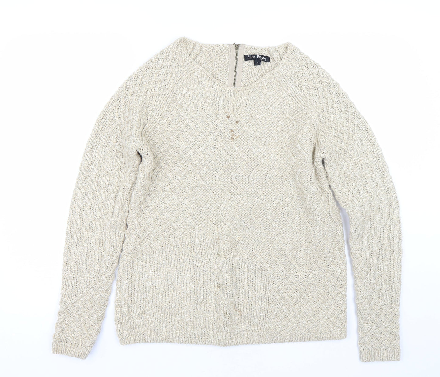 Womens UK Size M Ellen Reyes Beige Pullover Jumper