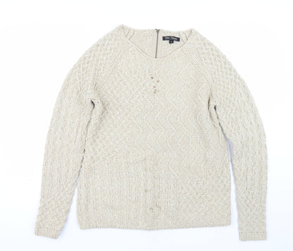 Womens UK Size M Ellen Reyes Beige Pullover Jumper