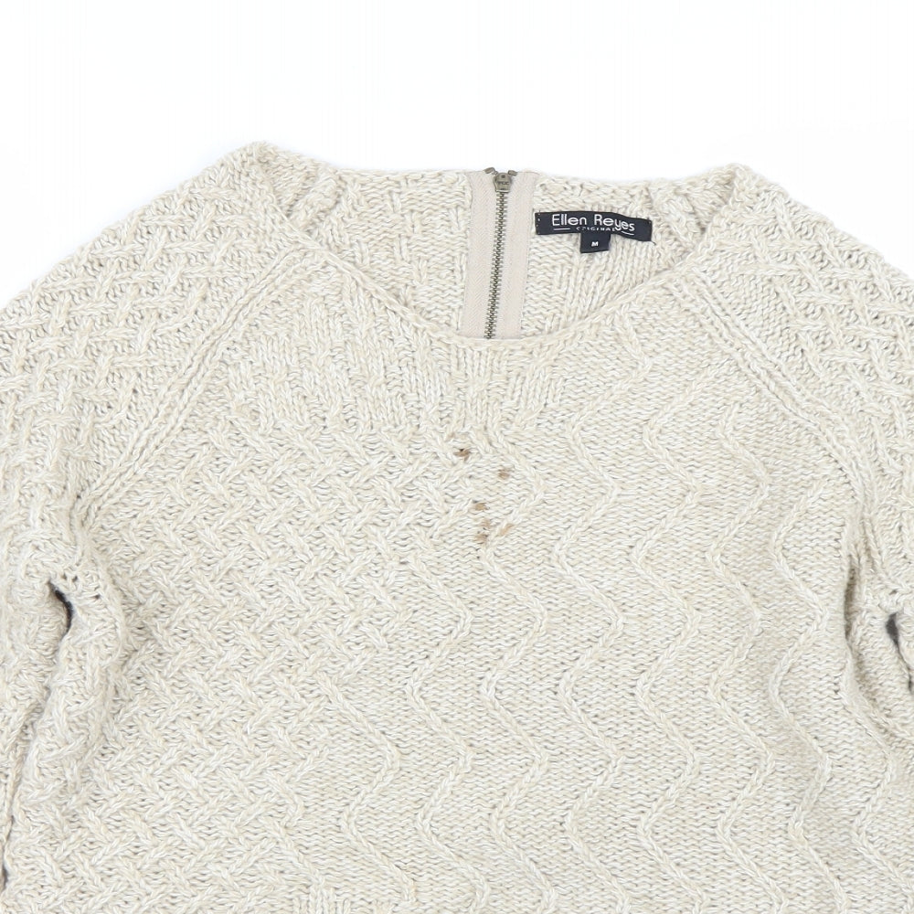Womens UK Size M Ellen Reyes Beige Pullover Jumper