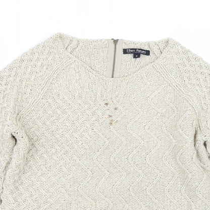 Womens UK Size M Ellen Reyes Beige Pullover Jumper
