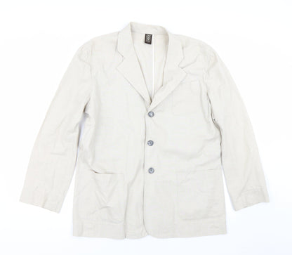 Kwan Womens Beige   Jacket Blazer Size L