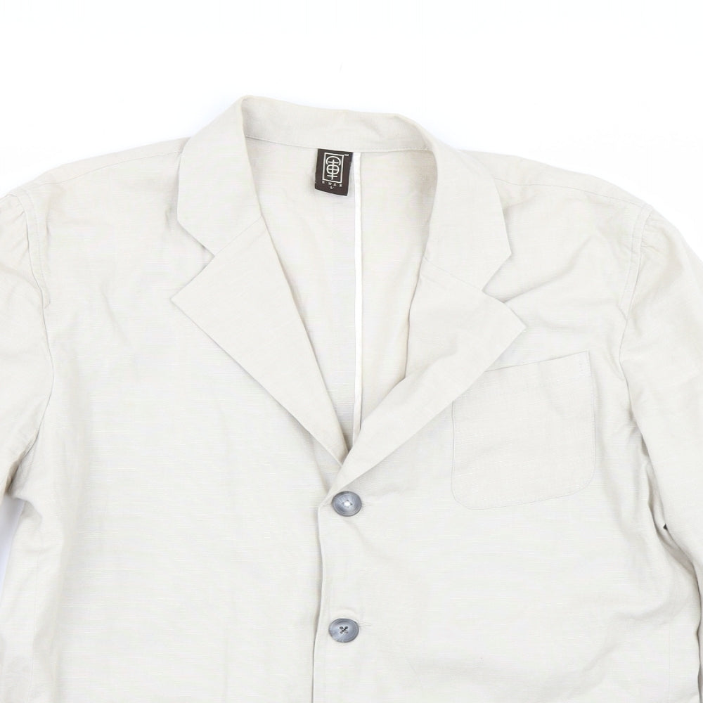Kwan Womens Beige   Jacket Blazer Size L