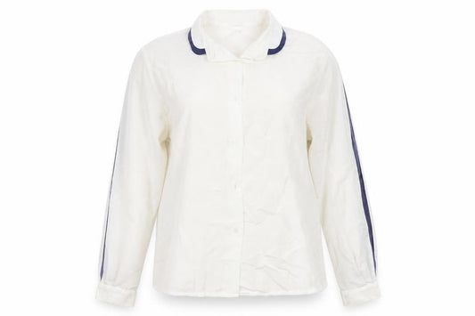 Front view of Kollecibles women’s white basic button-up, size UK 14