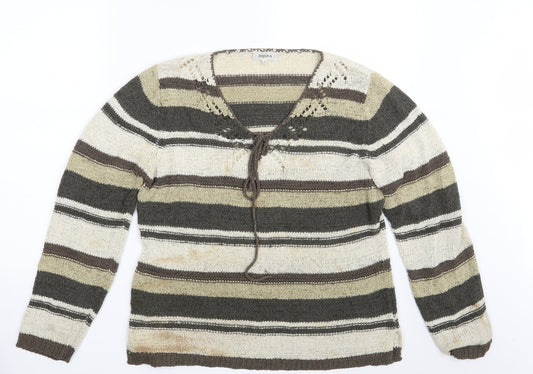 Womens UK Size 16 Papaya Multicoloured Pullover Jumper