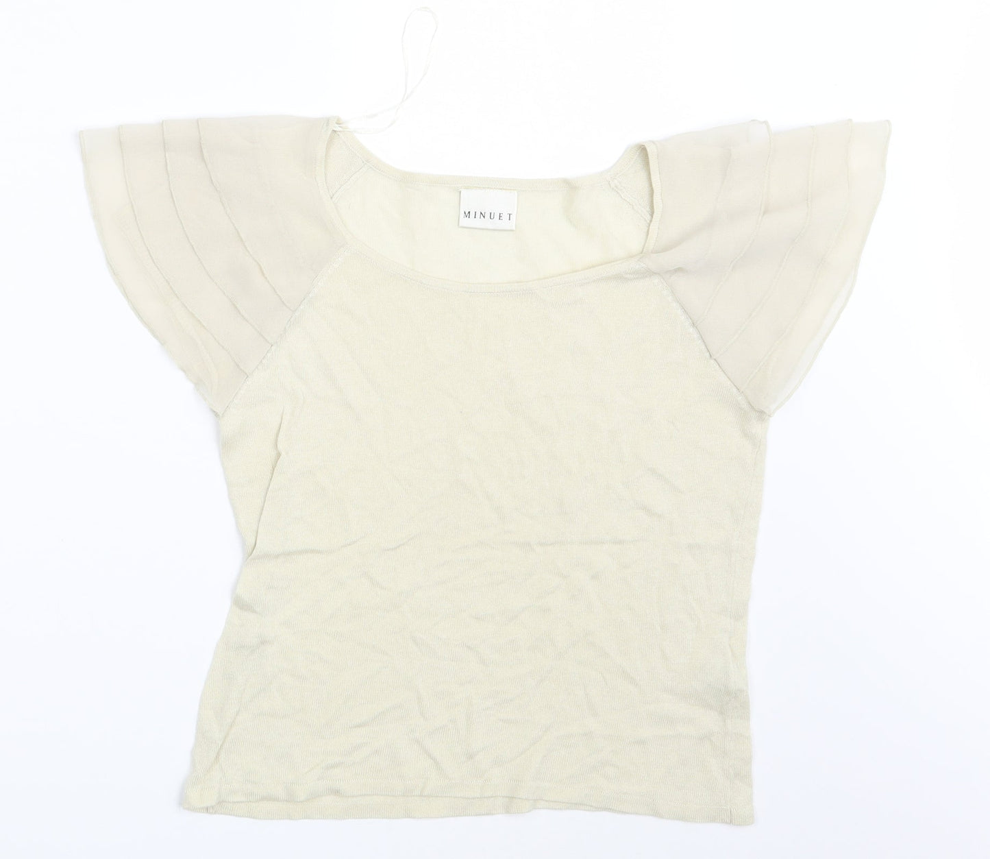 Womens UK Size 8 Minuet Beige Basic T-Shirt
