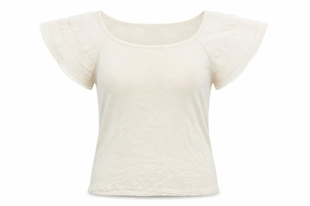 Womens UK Size 8 Minuet Beige Basic T-Shirt