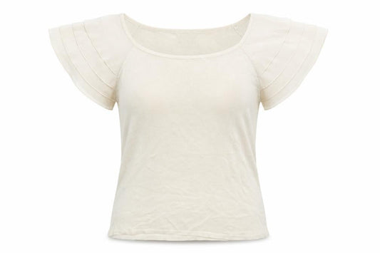 Womens UK Size 8 Minuet Beige Basic T-Shirt