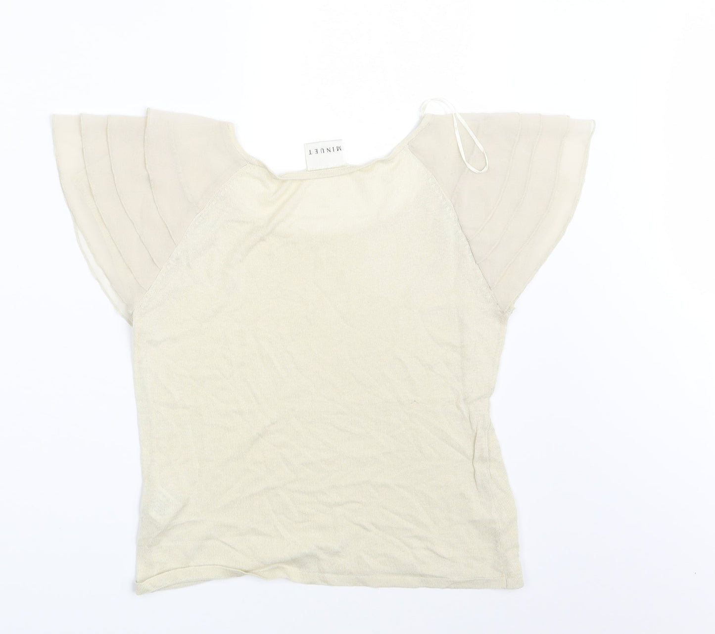 Womens UK Size 8 Minuet Beige Basic T-Shirt