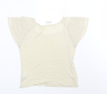 Womens UK Size 8 Minuet Beige Basic T-Shirt