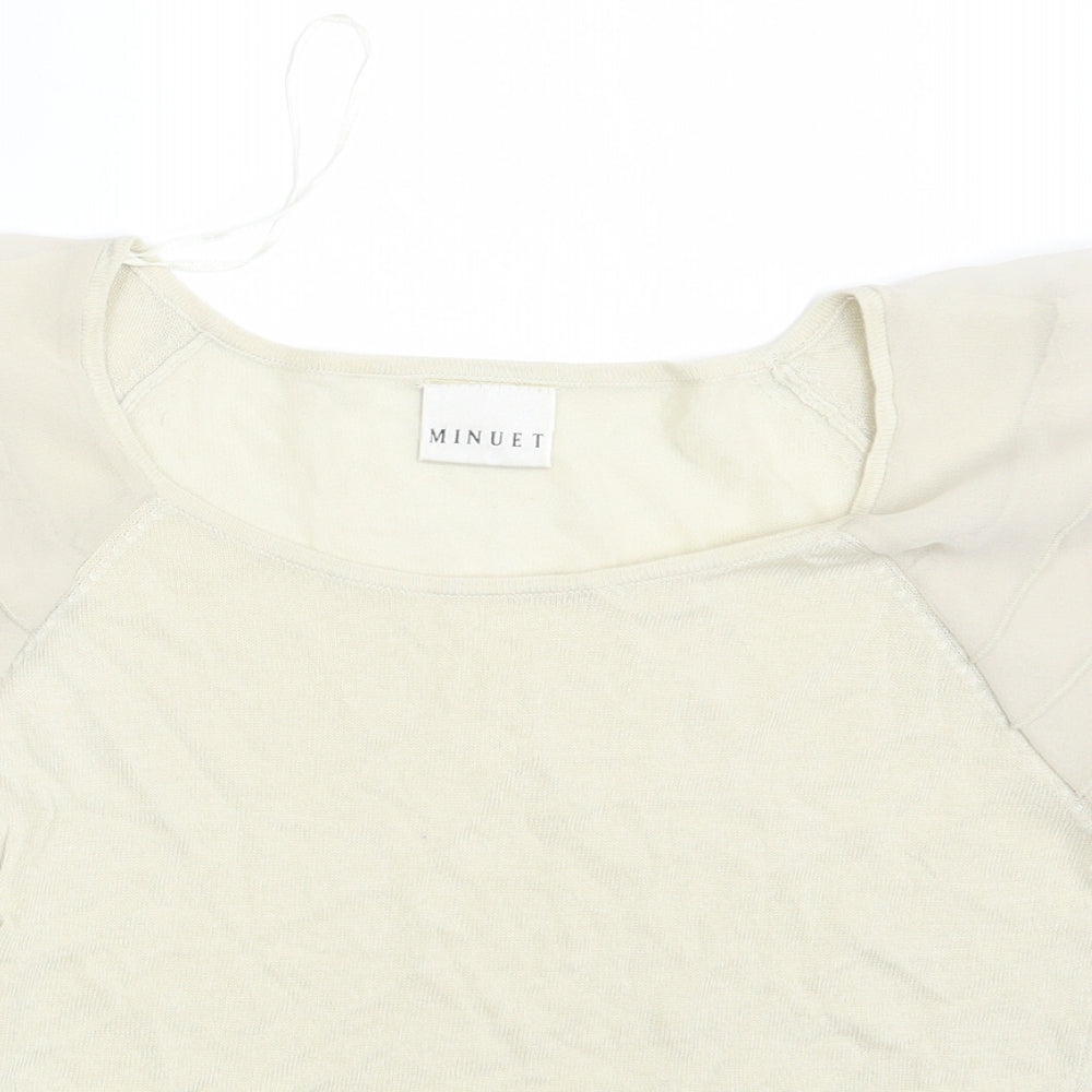 Womens UK Size 8 Minuet Beige Basic T-Shirt
