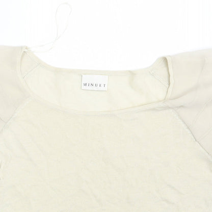 Womens UK Size 8 Minuet Beige Basic T-Shirt