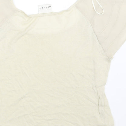 Womens UK Size 8 Minuet Beige Basic T-Shirt