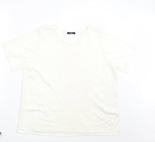 Front view of Bonmarché women’s ivory geometric pullover sweatshirt, size L