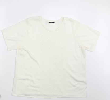 BM Womens Ivory Geometric  Pullover Sweatshirt Size L