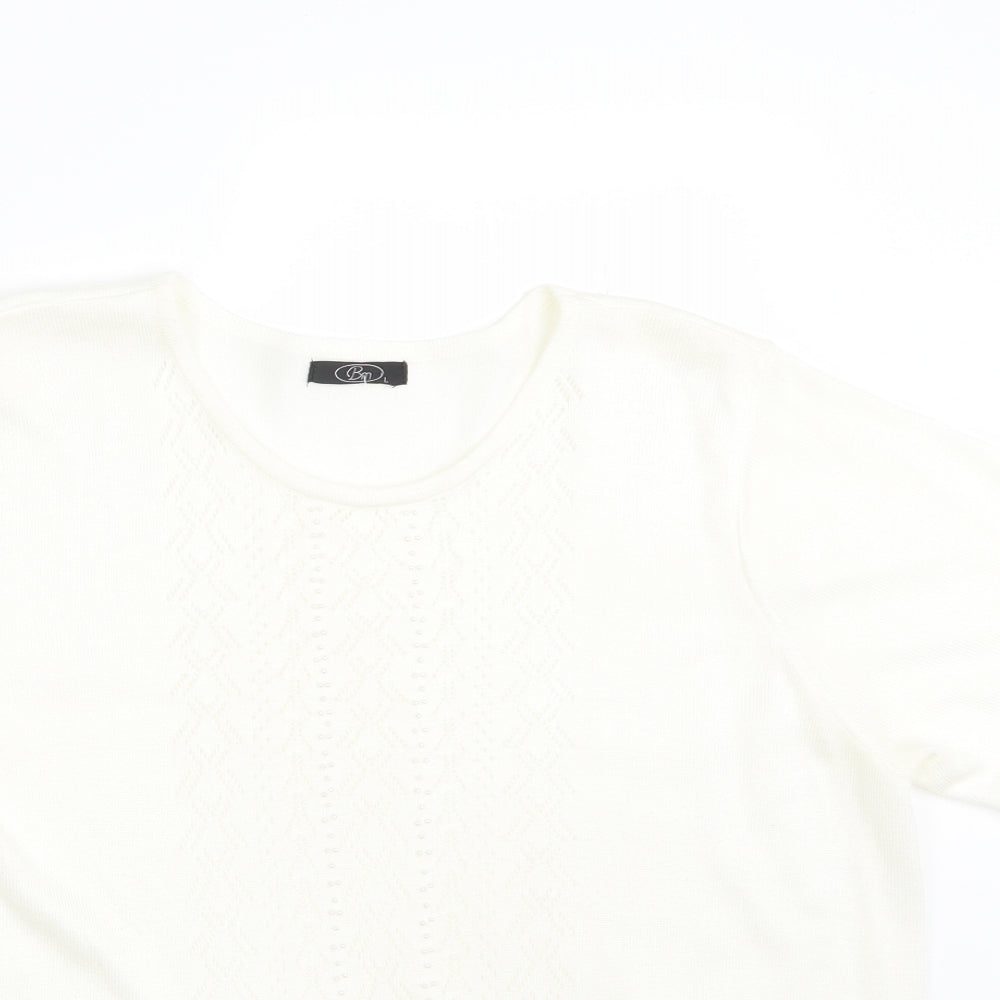 BM Womens Ivory Geometric  Pullover Sweatshirt Size L