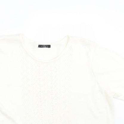 BM Womens Ivory Geometric  Pullover Sweatshirt Size L