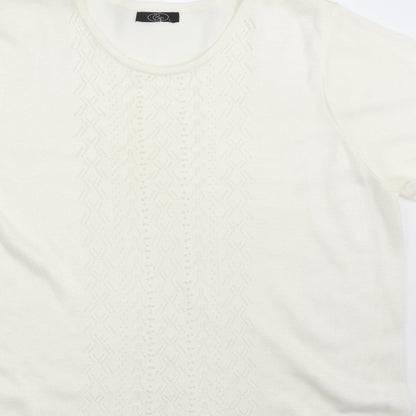 BM Womens Ivory Geometric  Pullover Sweatshirt Size L