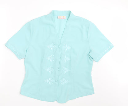 Womens UK Size 14 Riddella Green Basic Button-Up