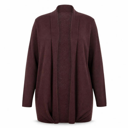 Front view of Jorli women’s purple wrap jumper, size UK 12