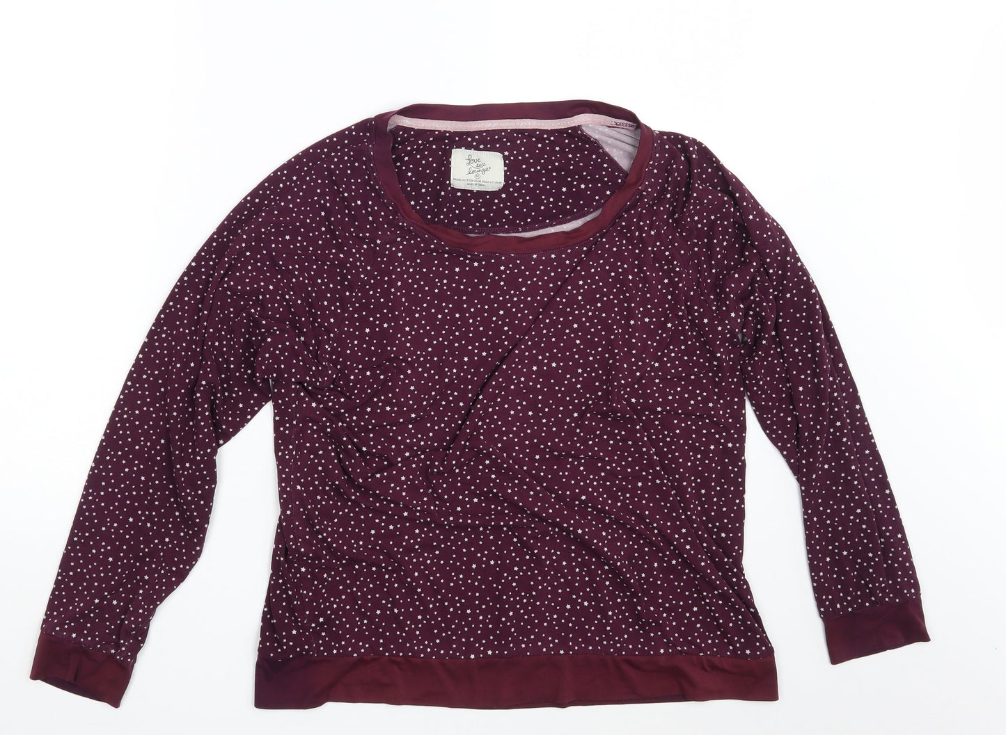 LOVE TO LOUNGE Womens Purple Spotted  Pullover Sweatshirt Size 10