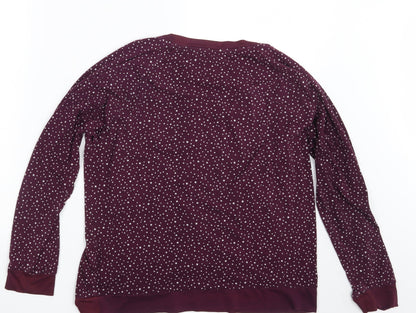 LOVE TO LOUNGE Womens Purple Spotted  Pullover Sweatshirt Size 10