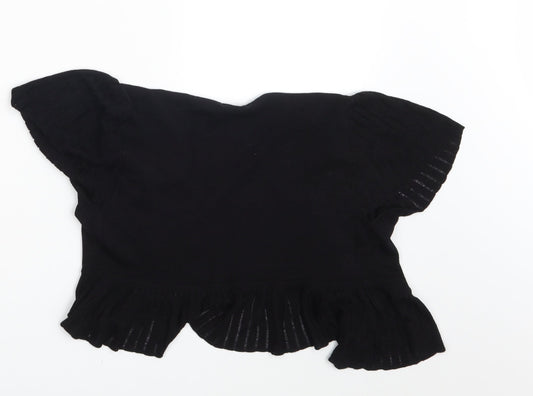 Womens UK Size 8 Papaya Black Shrug Jumper