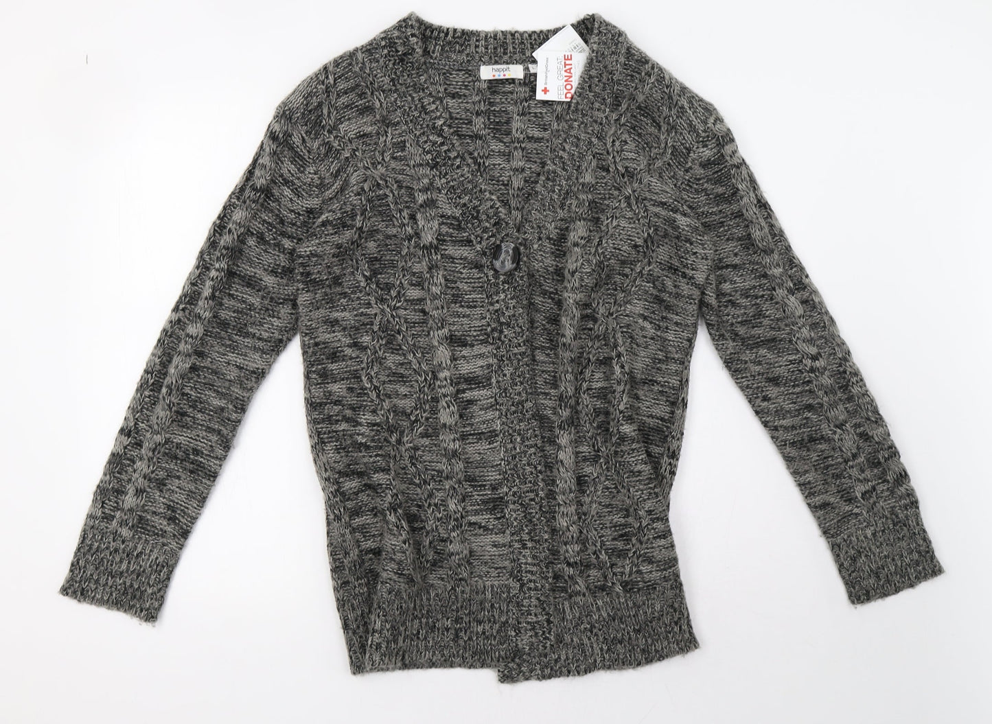 Womens UK Size L happit Grey Cardigan Jumper