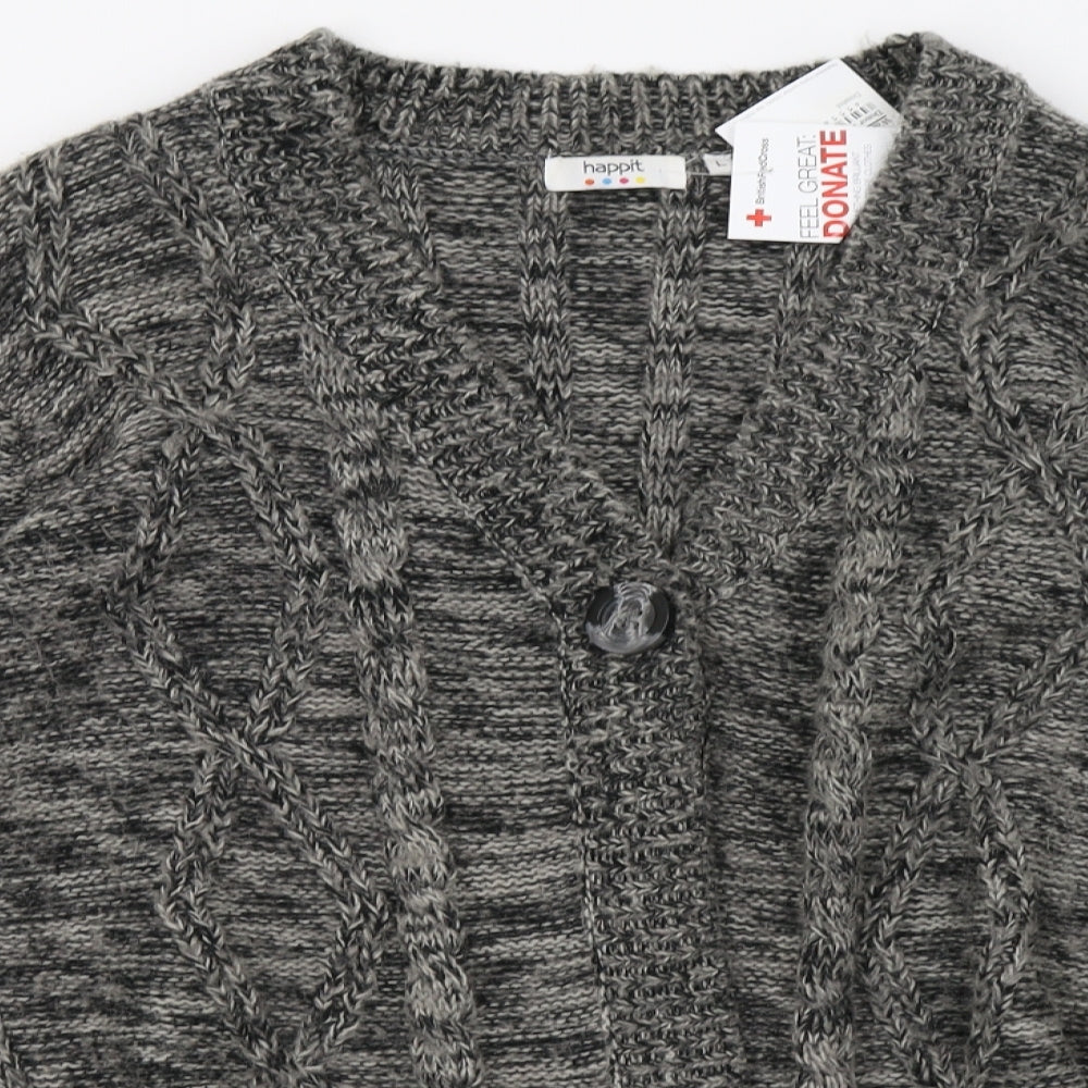 Womens UK Size L happit Grey Cardigan Jumper
