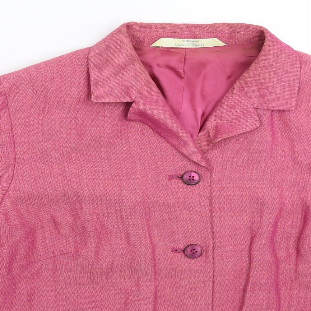 Marks and Spencer Womens Pink   Jacket Blazer Size 14