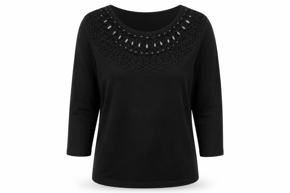 Front view of Femme women’s black knit jumper, size S