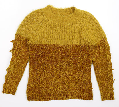 Womens UK Size S Papaya Yellow Pullover Jumper