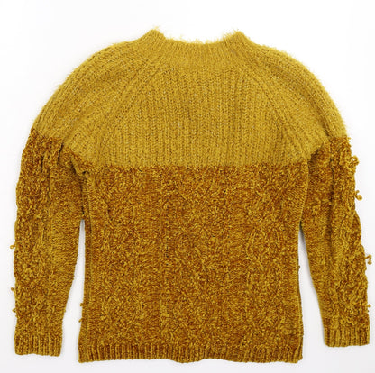 Womens UK Size S Papaya Yellow Pullover Jumper