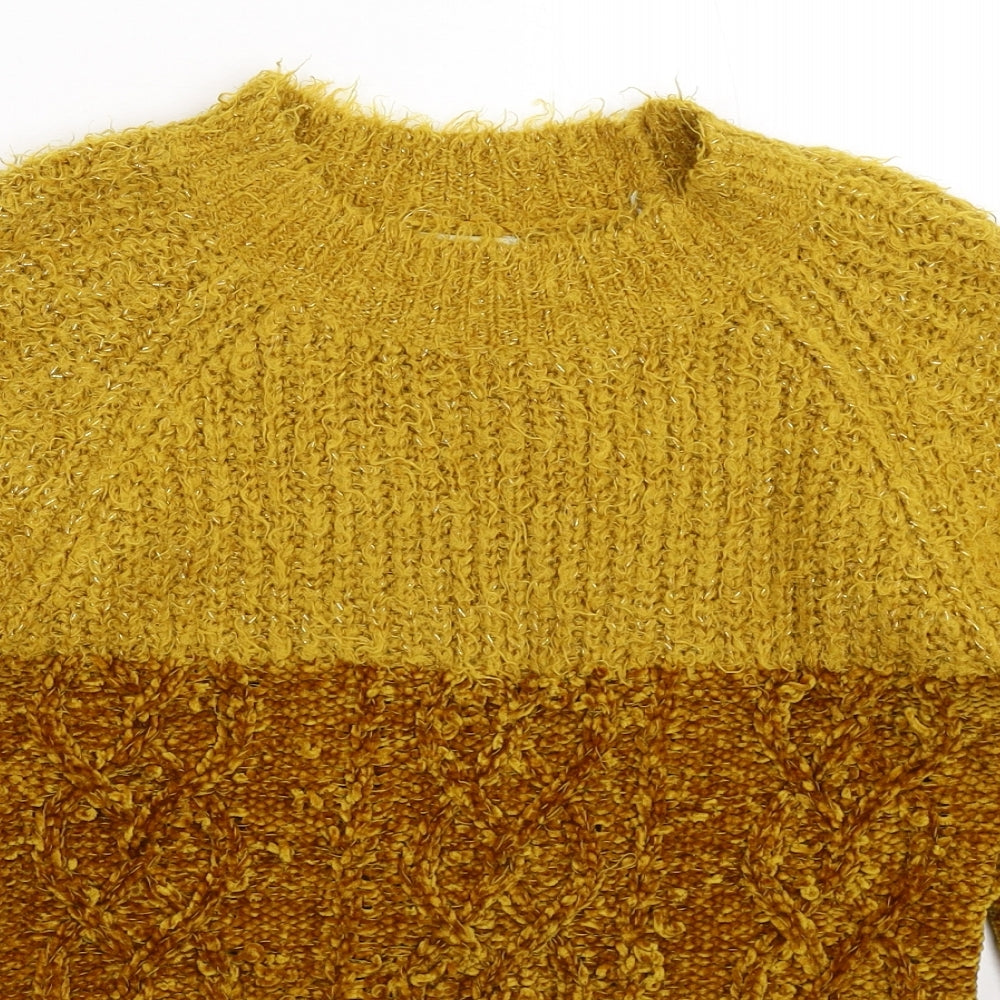 Womens UK Size S Papaya Yellow Pullover Jumper