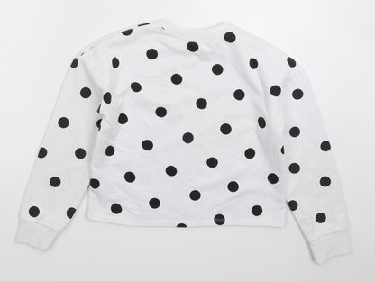 Primark Girls White Polka Dot  Pullover Sweatshirt Size 10-11 Years